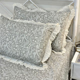 Grey Botanical Lace Print 400TC Cotton Bedsheet | King Size view 