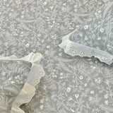 Grey Botanical Lace Print 400TC Cotton Bedsheet | King closeup view 