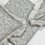 Grey Botanical Lace Print 400TC Cotton Bedsheet | King top view 