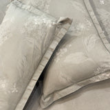 Grey Floral Jacquard Cotton Bedsheet Set | pillow view