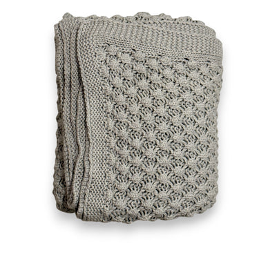 Grey Knitted Cotton Sofa Throw and AC blanket | close view