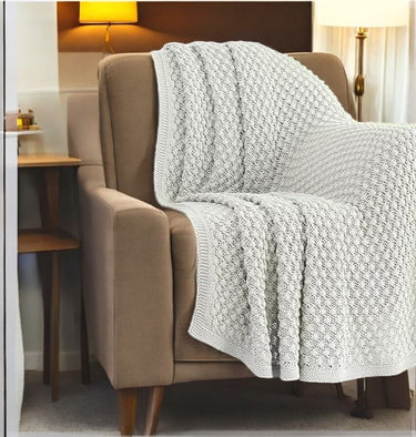  Grey Knitted Cotton Sofa Throw and AC blanket | creative view