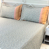 Grey Orange floral Soft Cotton Feel Double Bed Bedsheet Set with Lace Detailed Pillow Covers (250 x 270 cm) | full view