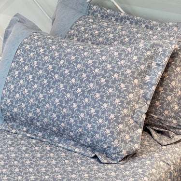 Grey Rose Soft Cotton Feel Double Bed Bedsheet Set with Lace Detailed Pillow Covers (250 x 270 cm) | pillow view
