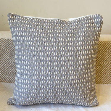Grey Threadwork Cotton Cushion Cover | Front View