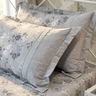 Grey floral Soft Cotton Feel Double Bed Bedsheet Set with Lace Detailed Pillow Covers (250 x 270 cm) | side view