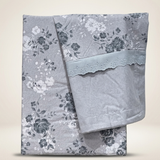 Grey floral Soft Cotton Feel Double Bed Bedsheet Set with Lace Detailed Pillow Covers (250 x 270 cm) | studio front view