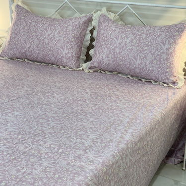 Gulbagh Lace Print 400TC Cotton Bedsheet | King Size | full view