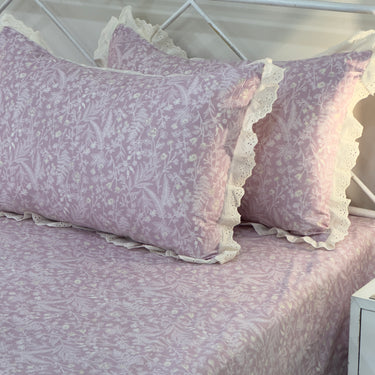 Gulbagh Lace Print 400TC Cotton Bedsheet | King Size | side view