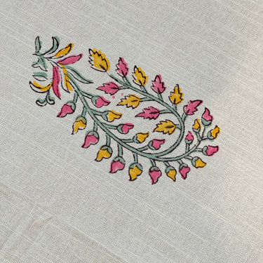Gulbooti Mitti Handblock Slub Cotton Bedsheet King Size | Focus View