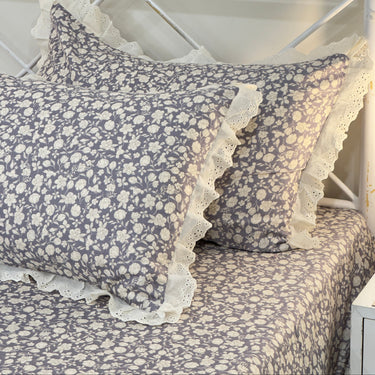 Gulchand Mist Print Purple 400TC Cotton Bedsheet | King Size | side view