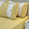 Gulmohar Yellow Checkered 400 TC Pure Cotton Linen Embroidered Gingham Bedsheet | 110 X 110 inches | side view