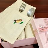 Hand Embroidered Napkin Gift Set | Set of 6 napkin and cutlery holder - embroidery view
