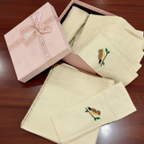 Hand Embroidered Napkin Gift Set | Set of 6 napkin and cutlery holder - top view