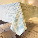 Handblocked Floral Cotton Table Cover | 60 X 90 | close view