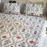 Handblocked Mughal Floral Pure Cotton Bedsheet | side view