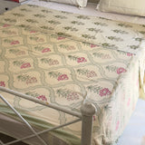 Handblocked Organic Cotton Reversible Dohar with Floral Print | left view