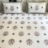 Handblocked Wild Bloom Pure Cotton Bedsheet | front view