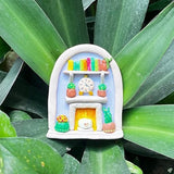 Handcrafted Clay Fridge Magnet – Cozy Fireplace Scene | Decorative Magnet for Home | creative view