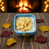 Handmade Blue Butterfly Floral Candle in Clay Pot | top view