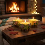 Handmade Butterfly Floral Candle in Clay Pot | overall view