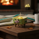 Handmade Butterfly Floral Candle in Clay Pot | right view