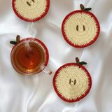 Handmade Crochet Apple Coaster Set of 6 | creative view