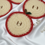 Handmade Crochet Apple Coaster Set of 6 | single view