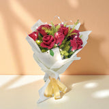 Handmade Crochet Rose Bouquet with LED Lights | front