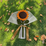 Handmade Crochet Sunflower (Set of 1) | Handcrafted Home Décor Flower | Eco-Friendly Yarn Art Gift Creative view. 