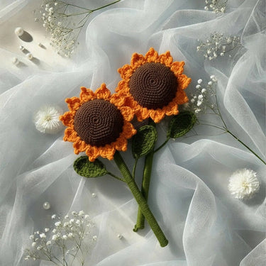 Handmade Crochet Sunflower Set of 2 | focus view