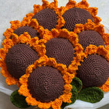 Handmade Crochet Sunflower (Set of 8) | Handcrafted Home Décor Flower Closeup view