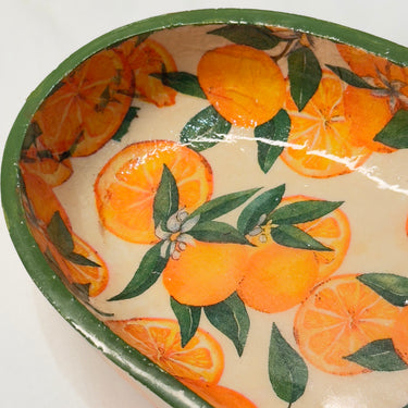 Handmade Decoupage Tray with Colorful Floral Design | Artistic Oval Serving Tray Side view