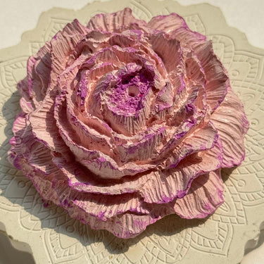 Handmade Floral Agarbatti Stand | Rose-Inspired Clay Incense Holder with Mandala Base Top view