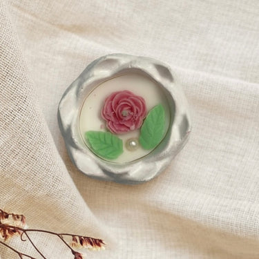 Handmade Floral Candle in Ceramic Base | Elegant Home Décor & Gifting top view