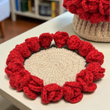 Handmade Floral Crochet bouquet Coaster | Set of 4 | coaster view