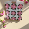 Handmade Floral Granny Square Crochet Bag with Wooden Handles | top view