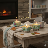 Handmade Grape Candle in Decorative Clay Pot | overall view