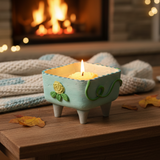 Handmade Grape Candle in Decorative Clay Pot | right view