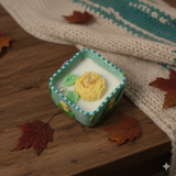 Handmade Grape Candle in Decorative Clay Pot | top view