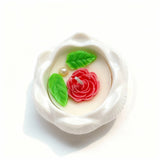 Handmade Pink Rose Candle in Ceramic Base | Decorative & Gift-Ready Overall view