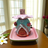 Handmade Terracotta Dhoop Stand – Mushroom House Design with Clay Detailing | front