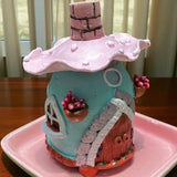 Handmade Terracotta Dhoop Stand – Mushroom House Design with Clay Detailing | right side