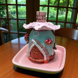 Handmade Terracotta Dhoop Stand – Mushroom House Design with Clay Detailing | side