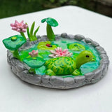Handmade Tortoise Pond Clay Trinket – Whimsical Miniature Decor | front view 