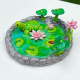 Handmade Tortoise Pond Clay Trinket – Whimsical Miniature Decor | top view 