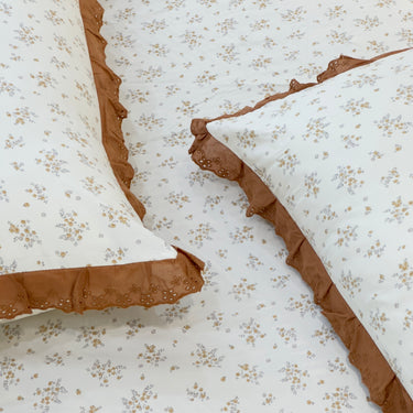 Honey Bloom Soft Cotton Feel Double Bed Bedsheet Set with Lace Detailed Pillow Covers (250 x 270 cm) | focus view
