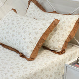 Honey Bloom Soft Cotton Feel Double Bed Bedsheet Set with Lace Detailed Pillow Covers (250 x 270 cm) | side pillow view