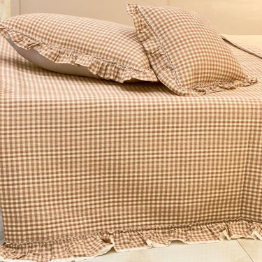 Honey Cottage Picnic Ghingham Bedcover Set | Set of 5 | pillow view
