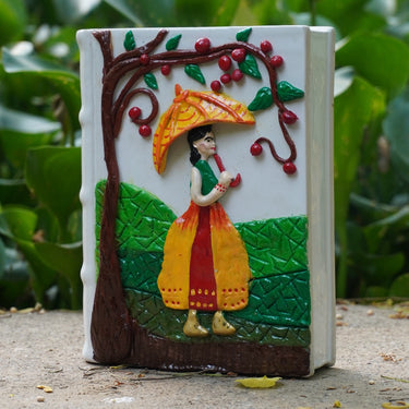 Book-Shaped Ceramic Flower Pot with Clay Art | Made with love by mother